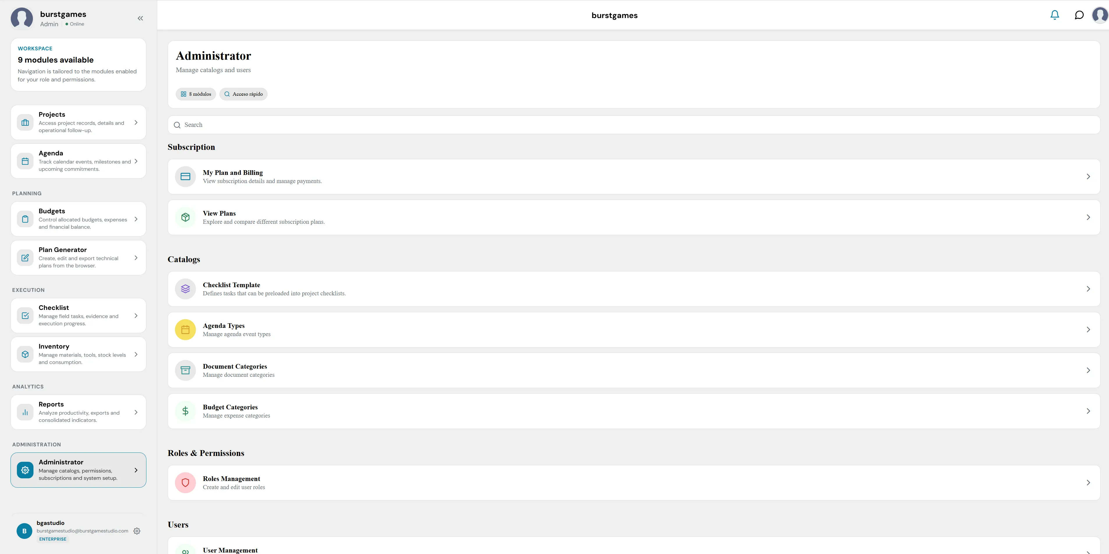 Módulo Administrador de EdBuildSoft